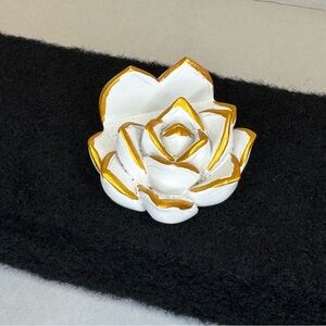 White and Gold Succulent business card holder